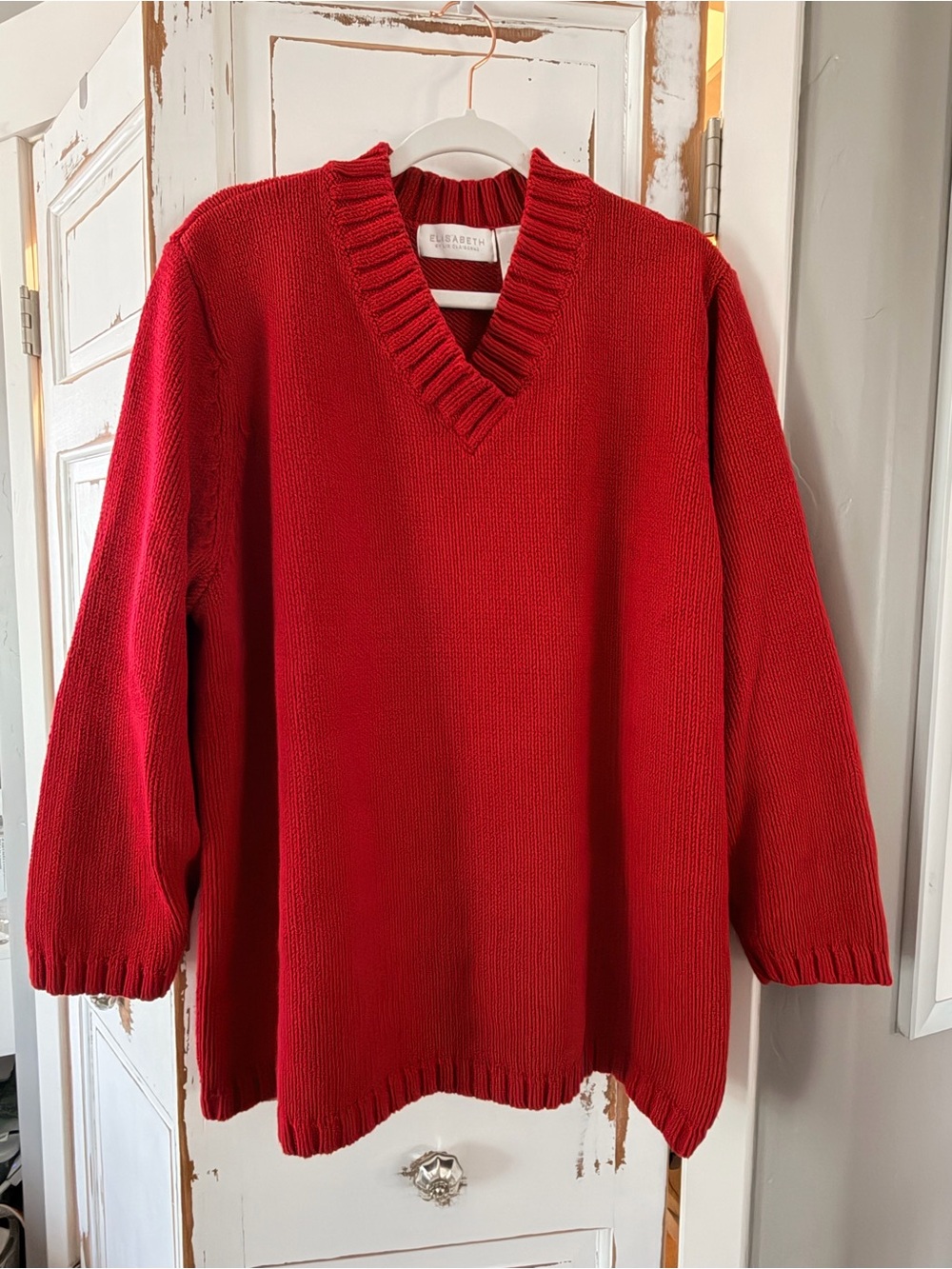 Liz Claiborne Red V-Neck Knit Sweater